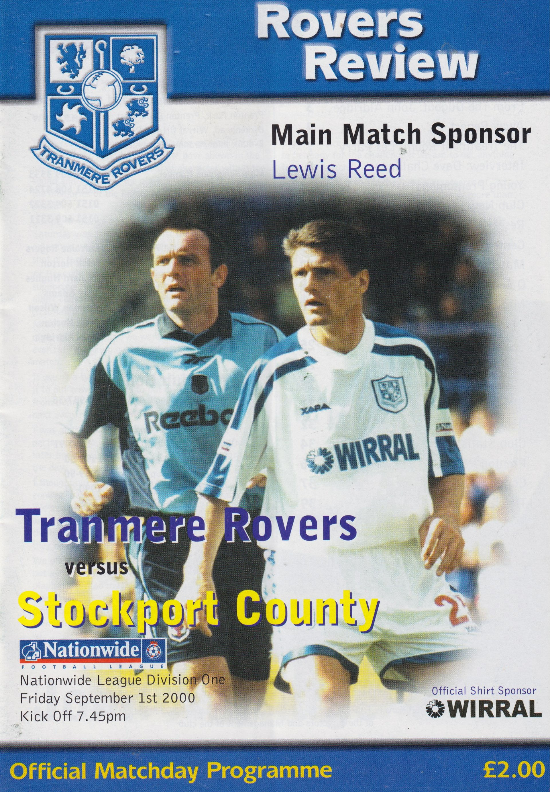Tranmere Rovers v Stockport County match programme
